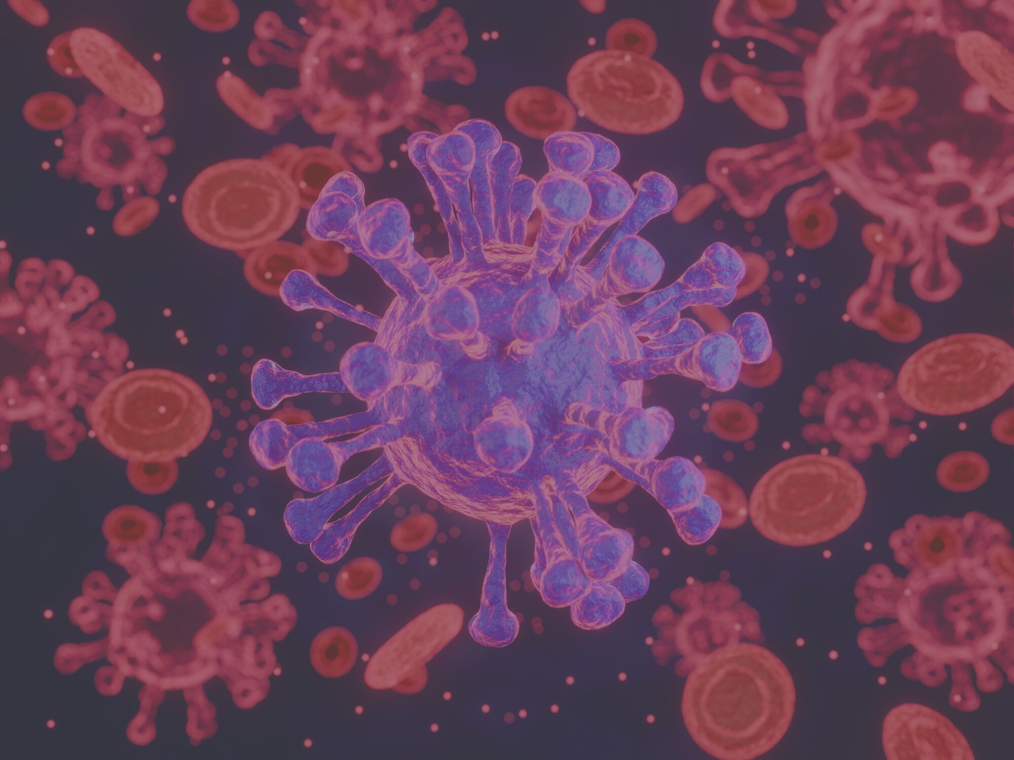 Virus Background with Disease Cells and Red Blood
